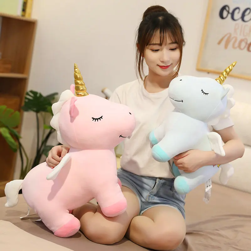 

1pc Angel Wings Unicorn Plush Toys Stuffed Flying Horse Baby Appeas Toy Hug Doll Toys For Children Girls Gift Pink Unicornio