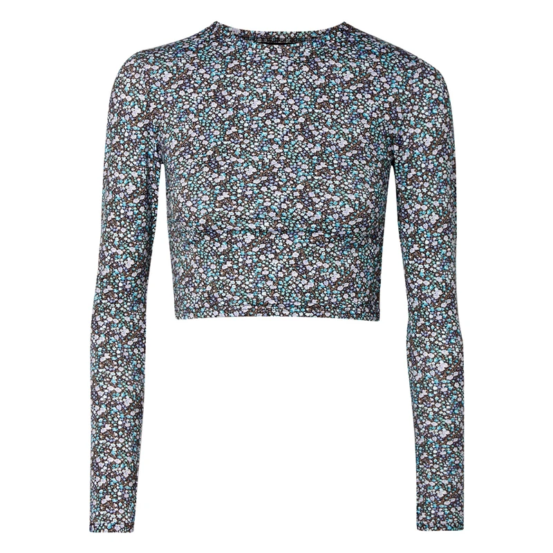 Женский раздельный купальник с принтом в горошек укороченный Топ длинным