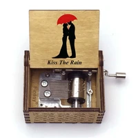 kiss the rain music theme color print wood hand music box music box children friends christmas gift a birthday present