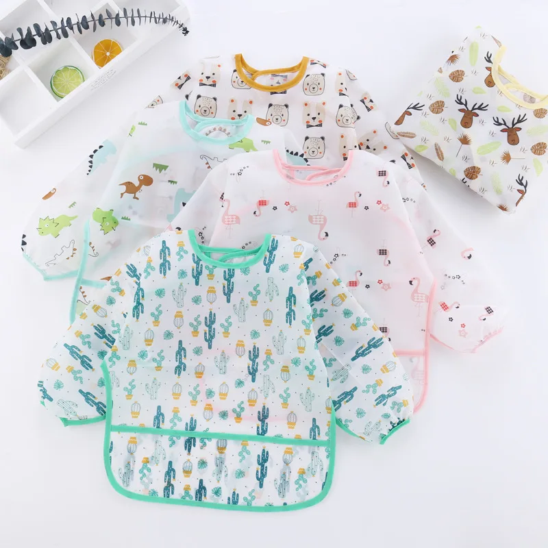 

Cute Baby Bib Toddler Waterproof Apron Long Sleeve Art Smock for Kids Baby Stuff 0-4Years Newborn Chest Protection Feeding Bibs