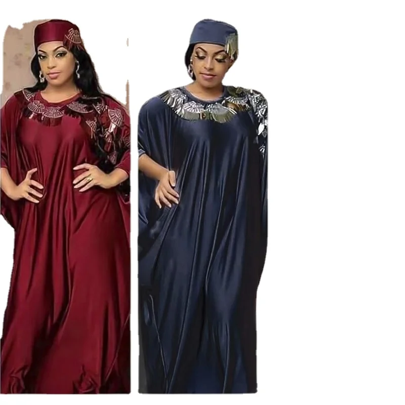 

African Dresses For Women 2021 New African Clothes Diamonds Boubou Robe Africaine Femme Bazin Riche Party Africa Dress