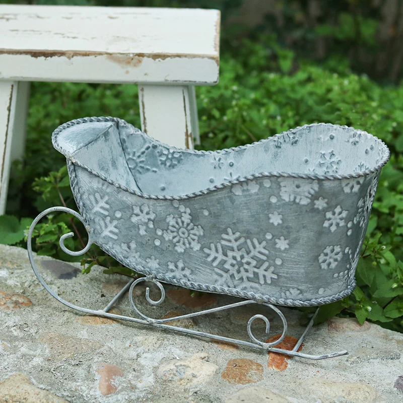 

decorative handcrafted zinc vintage retro sleigh planter