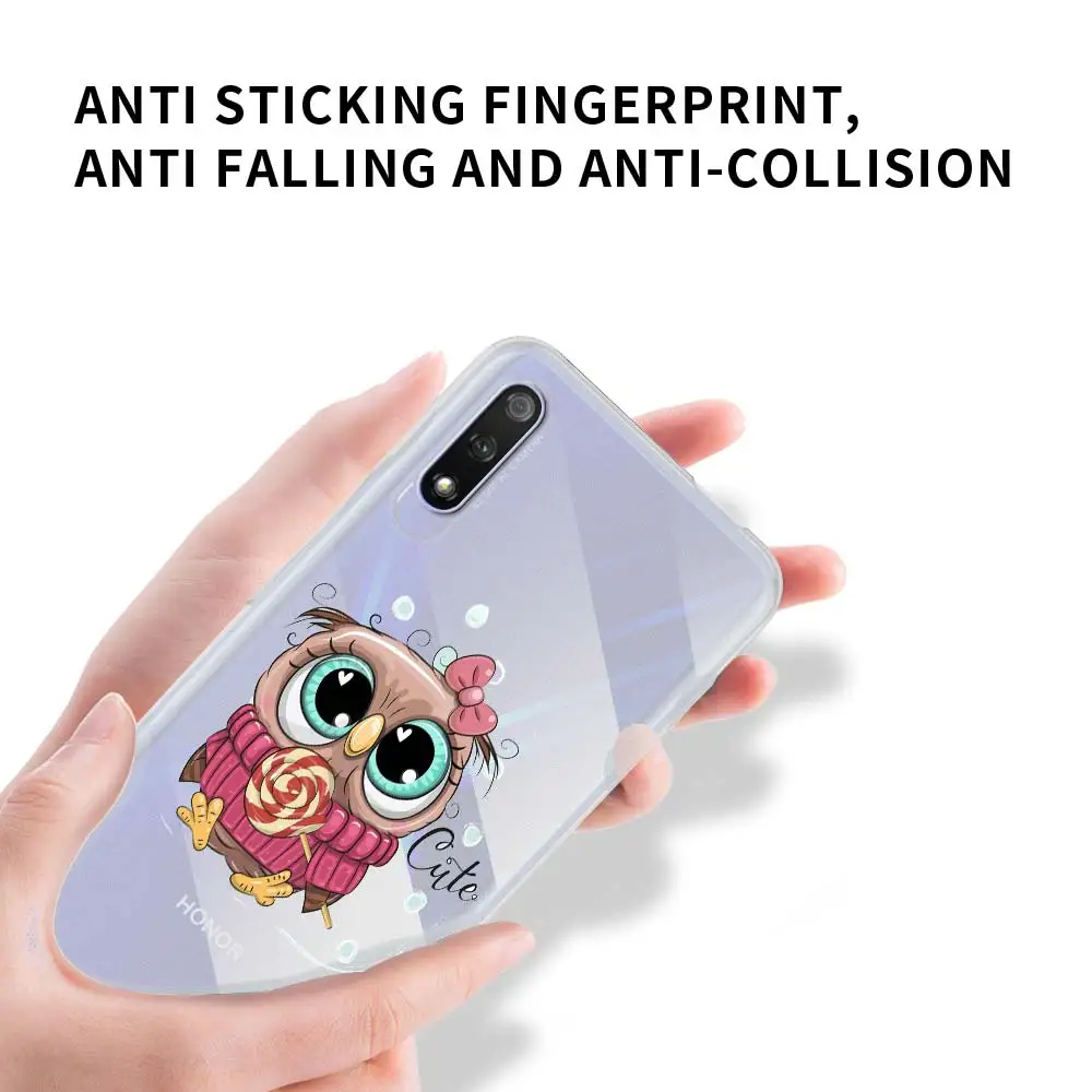 

Cute Owl Matte Transparent Phone Case for Honor 10 20 Lite 8X 9X Pro Play 9A 9S 9C 30 30i 20E 20S Soft Cover Coque Shell Capa