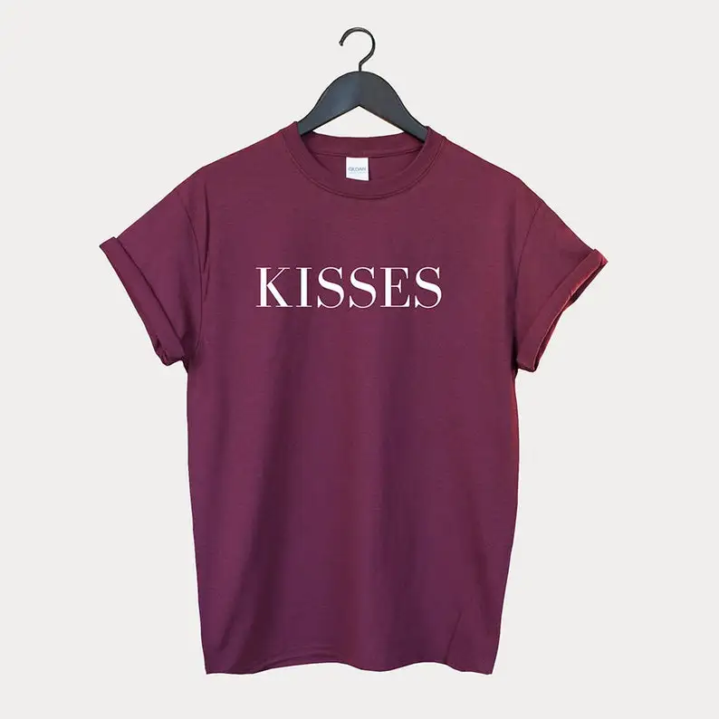 

Футболка Skuggnas kkiss с забавным графическим рисунком, модная футболка унисекс в стиле K-pop Tumblr, Корейская хлопковая рубашка с коротким рукавом, м...