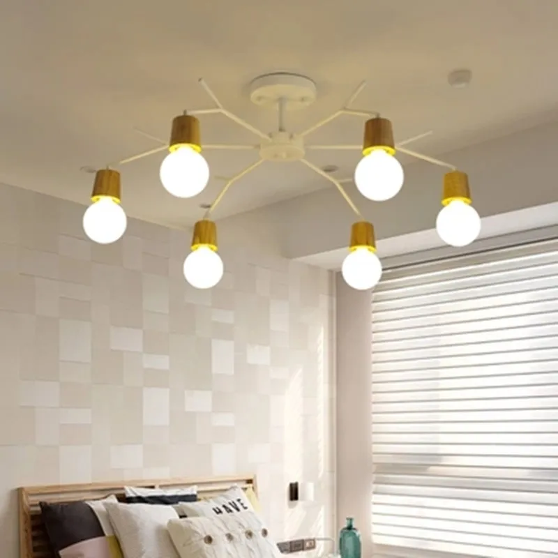 Декоративная светодиодная люстра в скандинавском стиле современная деревянная