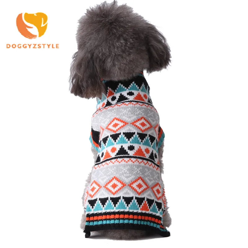 1 шт. китайский вязаный собачий пуловер с квадратным узором зимний свитер для