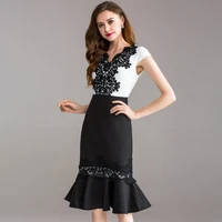 out mermaid hollow dress superior quality spring summer women elegant sexy party dress plus size xxxl office work dresses