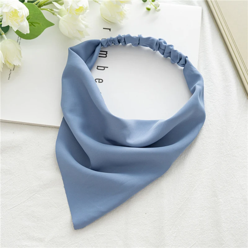 

Headbands Triangle Scarf Silk Satin Headband Elastic Hair Band DIY Turban Bandana Headwrap Female Triangle Hair Scarf Headdress