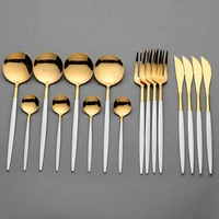 stainless steel cutlery complete spoon and fork set complete dinnerware set black cutlery dinner reusable fork knife spoon set