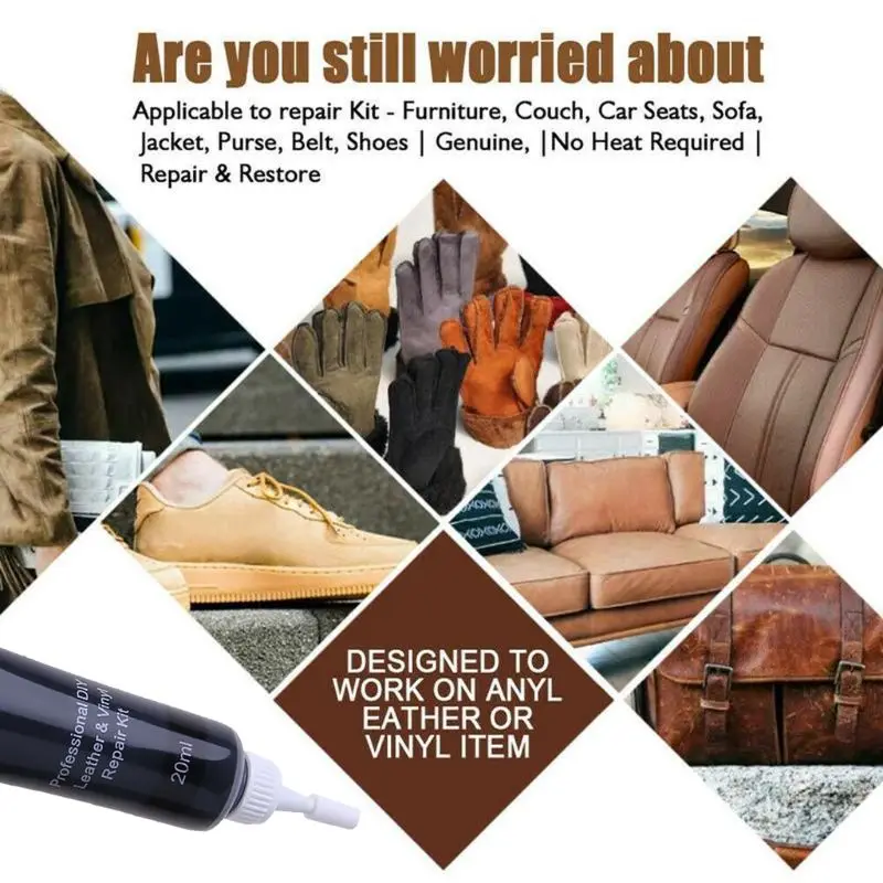 Leather and Vinyl Repair Kit Furniture Couch Car Seats Sofa Jacket Purse No Heat Required &amp Restore Drop Shipping | Автомобили и