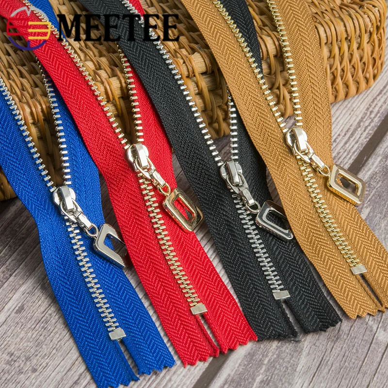 2/5 шт Meetee автоматический замок 3 # Металлические молнии 20 см золотые зубы закрытые