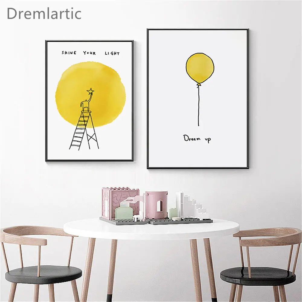 Лучший мультяшный воздушный шар для детской комнаты настенный плакат с