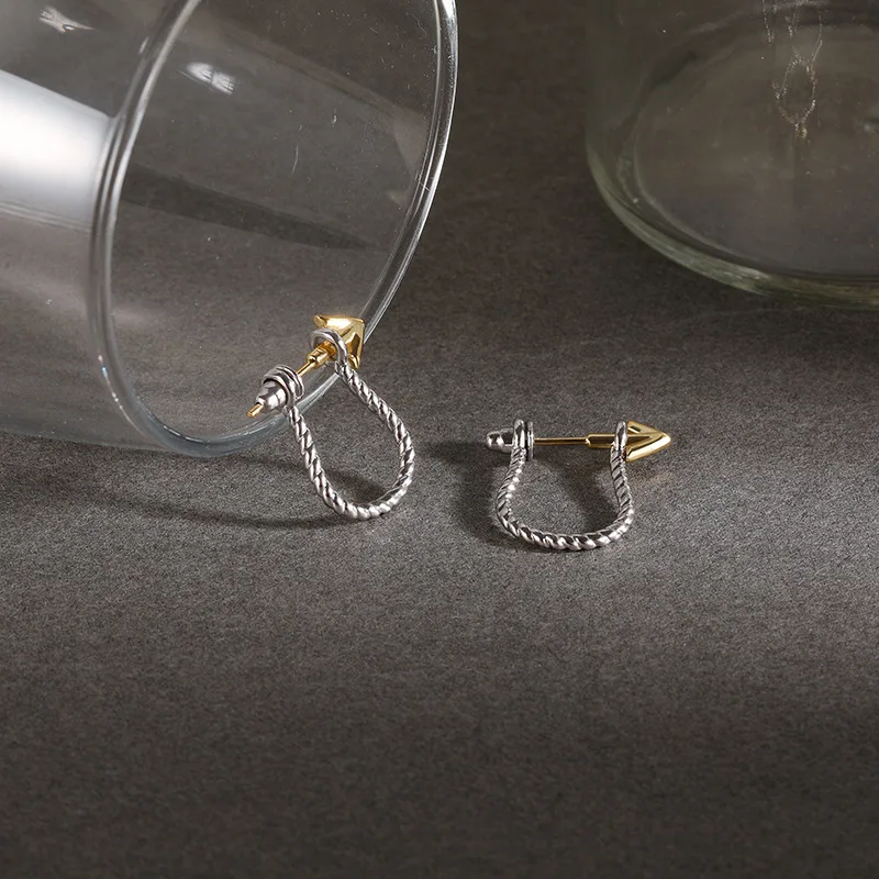 

RAINBOW HOOP 2021 New Stud Earring Minority Design INS Vintage Fashion 925 Sterling Silver For Women Hoop Earrings Fine Jewelry