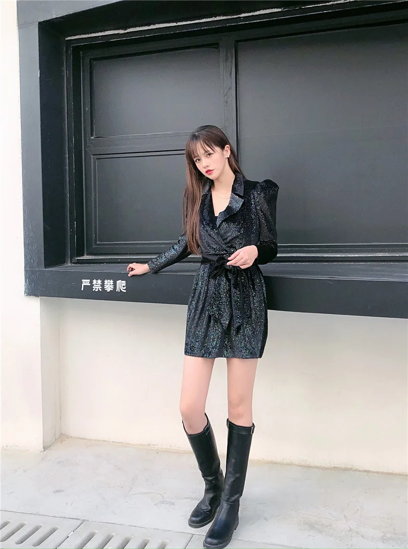 OMIKRON модный весенний женский блейзер с блестками костюм офисный Блейзер куртка