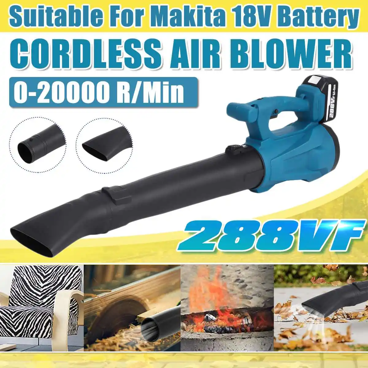 

Беспроводной Электрический воздуходувка 2000 Вт 288VF, 6 скоростей, ручной пылесборник, уборочная машина, садовый инструмент для Makita, батарея 18 в