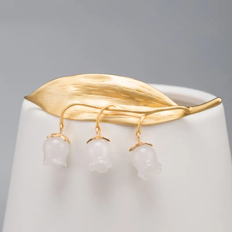 Женская Брошь из серебра 925 пробы с нефритом | Украшения и аксессуары