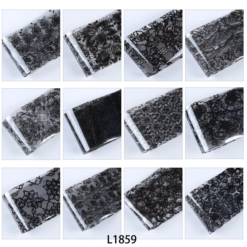 LOVCARRIE 18 шт. черно белые цветочные фольгированные наклейки s для ногтей кружевные