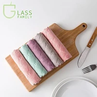 1pcs household kitchen towels absorbent thicker double layer microfiber wipe table kitchen towel cleaning dish washing cloth