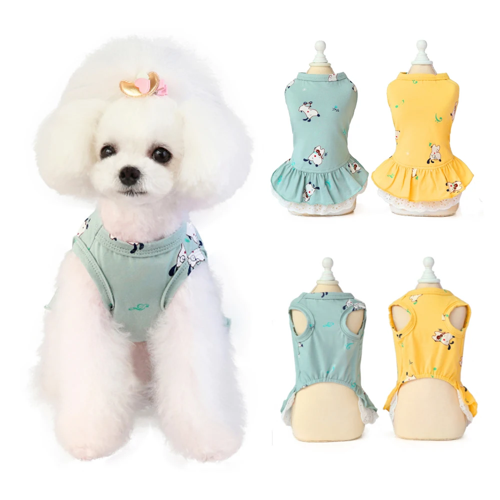 Одежда для собак юбка с кошкой милая летняя хлопковая охлаждающая маленький