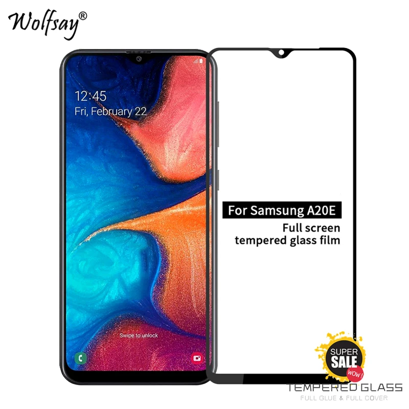 Protector de pantalla de vidrio templado para Samsung Galaxy A20E, pel&iacute;cula de pegamento completo para Samsung Galaxy A20E, 2 unidades-0