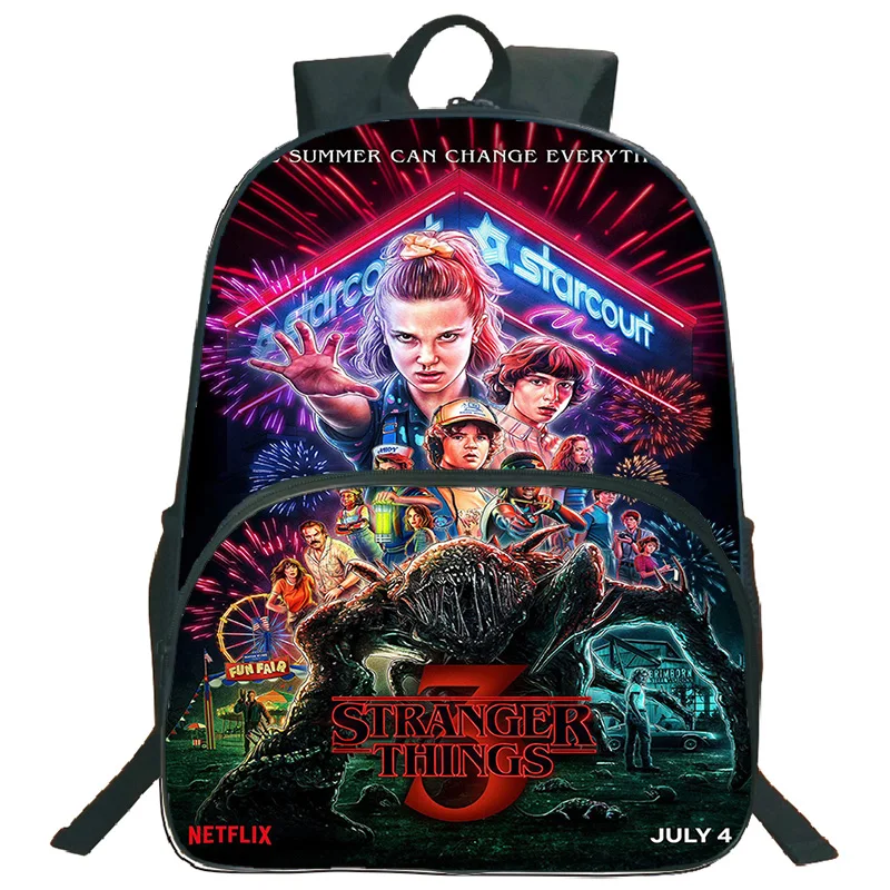 

Детский школьный ранец для мальчиков и девочек, Модный Цветной рюкзак для ноутбука с рисунком «очень странные дела», 3 школьных ранца