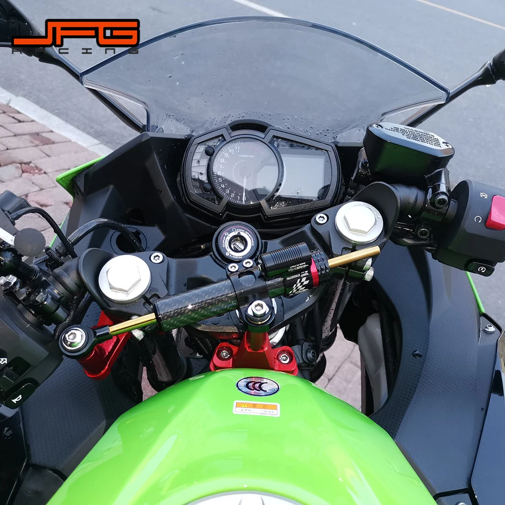 

Motorcycle 2020 New Carbon Fiber Steering Damper Aluminum Bracket Mount Kit For KAWASAKI Ninja ZX-6R ZX6R 636cc 2009-2020