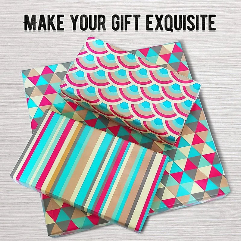 Wrapping Paper Sheets Birthday Set Included 6 Pcs Gift Wrap Papers Ribbon Present | Дом и сад