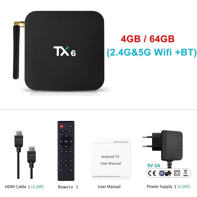 4GB 64GB TX6 ТВ приставка android 9,0 Allwinner H6 4 Гб DDR3 32 ГБ/64 Гб EMMC 2,4 ГГц 5 ГГц WiFi BT4.1 поддержка 4 к H.265 телеприставка Youtube плеер - Цвет: 4GB 64GB