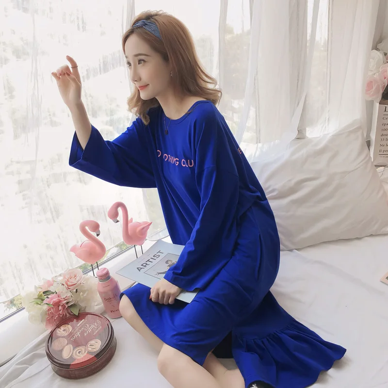 Good Quality Autumn Winter Warm Full Cotton Nightgown Home Wear Lovely Nightgowns for Women Loose Girl Sleepwear Nightgown