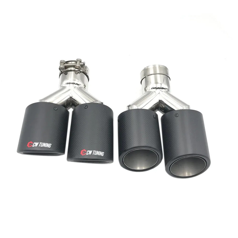 Wholesales A Pair Universal Dual Matt Carbon Fiber Exhaust Tip Steel Pipe Muffler for BMW For Benz Ak | Автомобили и мотоциклы