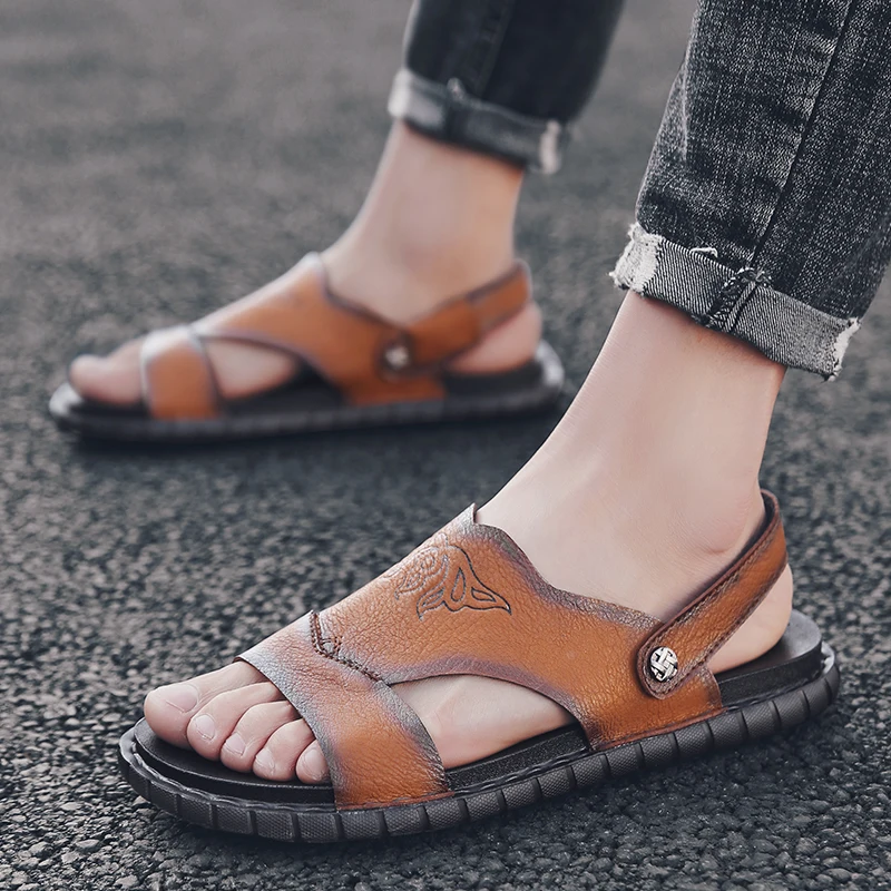 

Sandale Plage Rubber Sandals Summer Mens Sandalen Comfort Leather Genuine Men Vietnam Sandalia Masculino Em Couro