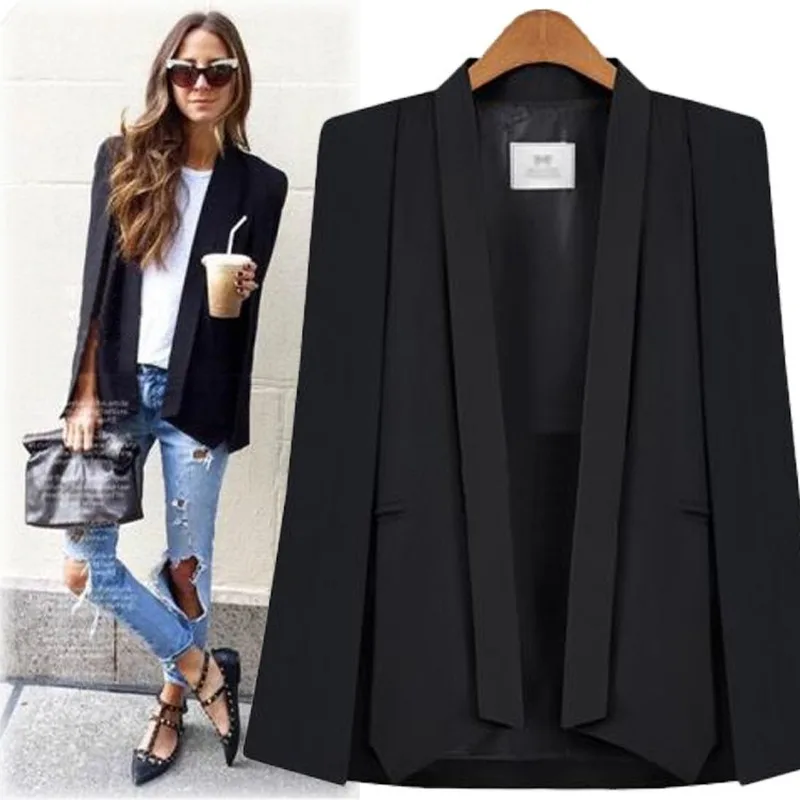 

New Fashion Autumn Women's Cloak Shawl Small Suit Was Thin Loose Suit Jacket Wild Thin Suit Coat Women Notched Office Lady