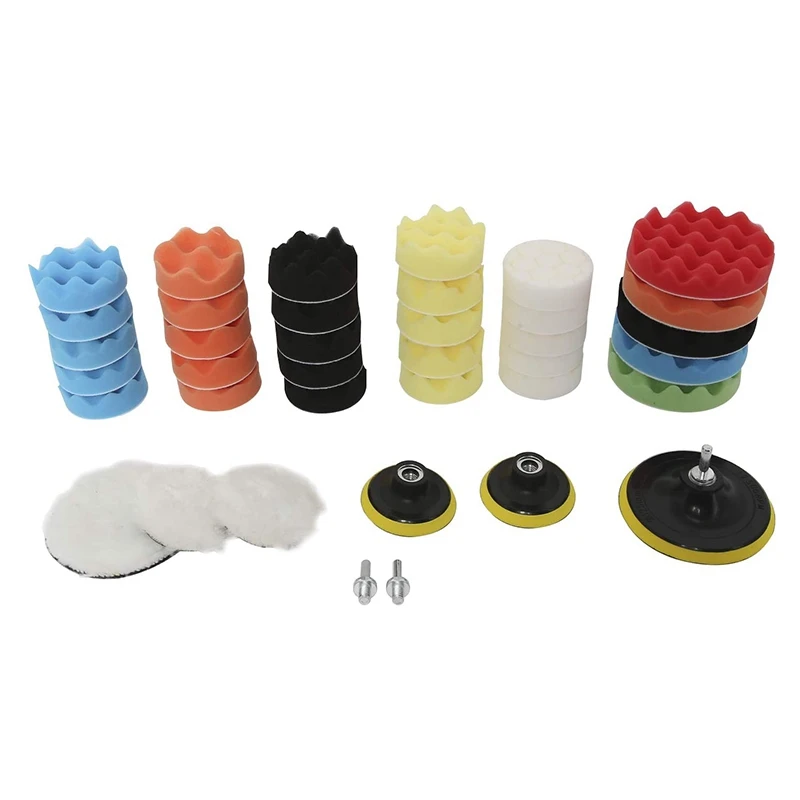 

40 Pcs Polishing Pad Kit 2 in 1 Car Foam Drill 7-5 inch & 31-3 inch Buffing Pads Car Care Polisher Waxing Polishing