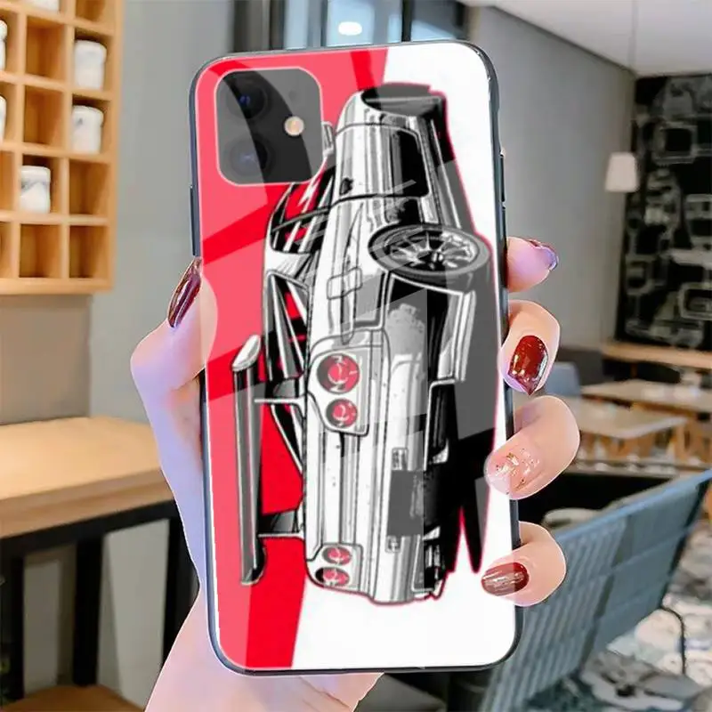 

Luxury Cool Sports Car Black Soft Shell Phone Case Tempered Glass For Iphone6plus 6S 7plus 8 X XS XSmax XR 11 12 Pro Max 12mini