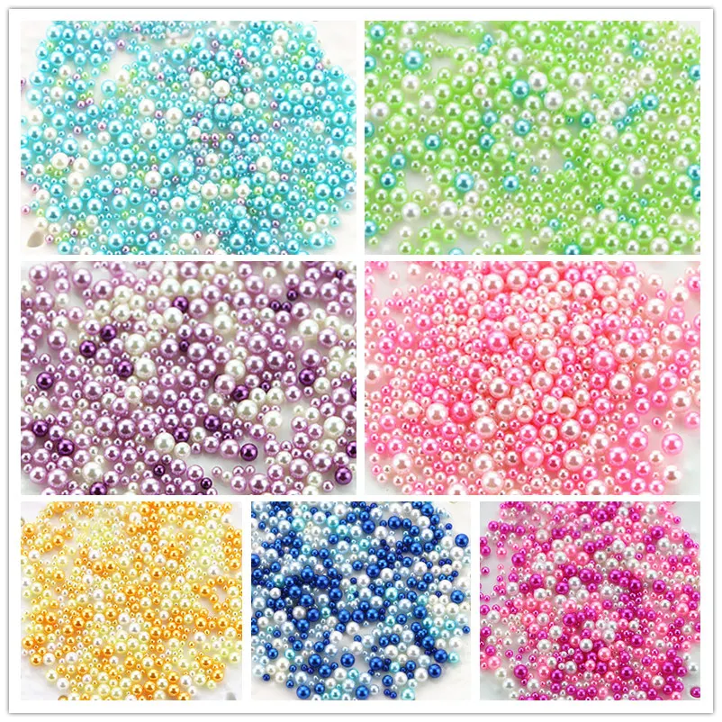 500-600 шт смешанные размеры круглый искусственный жемчуг из смолы с плоской задней