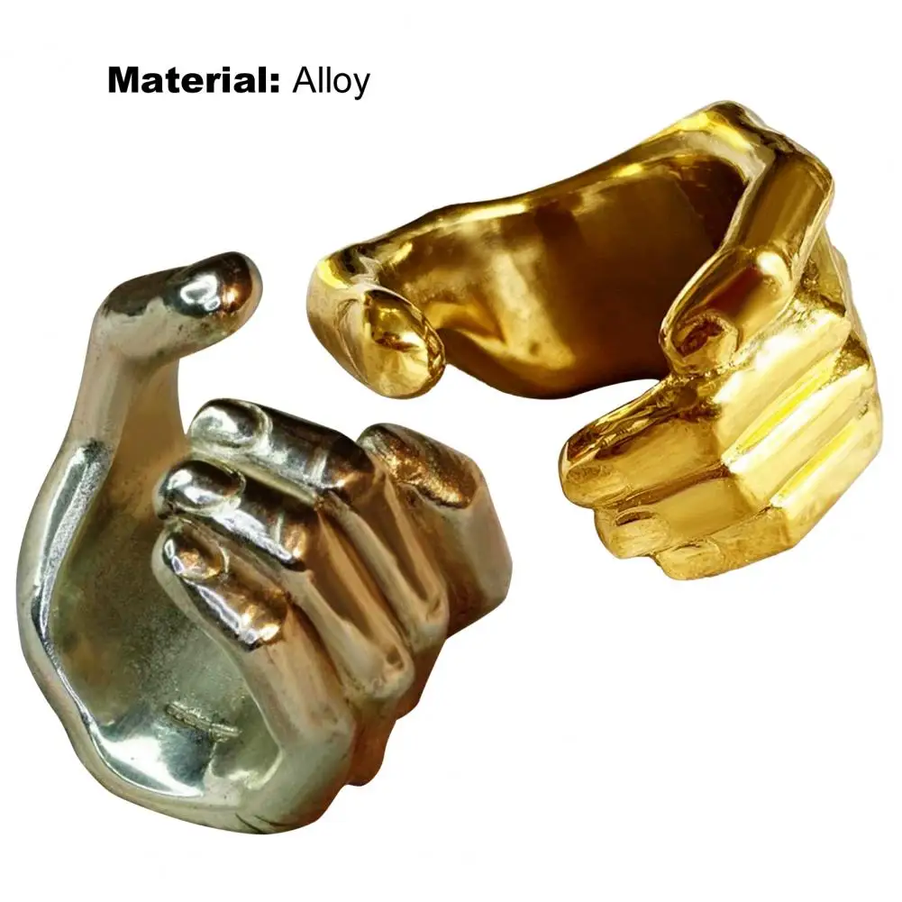 

Hot Sales!! Vintage Carved Hand Ring Hug Alloy Adjustable Open Finger Ring for Gifts