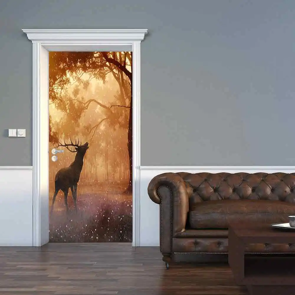 

Snowy night elk personality 3d creative door stickers personalized decorative wall stickers manufacturers wholesale custom