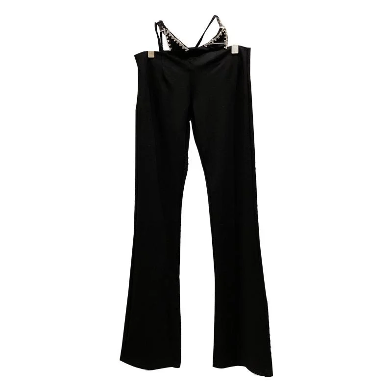 

Diamond Edge Bandage Black Pants Women's 2021 Summer New Low Waist Slim Trousers Fashion Pants
