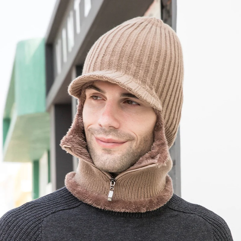 

Men Warm Winter Cycling Hat Scarf Soft Knitted Hat Scarf Set Beanies Winter Hat Face Masks Women Unisex Knitted Caps