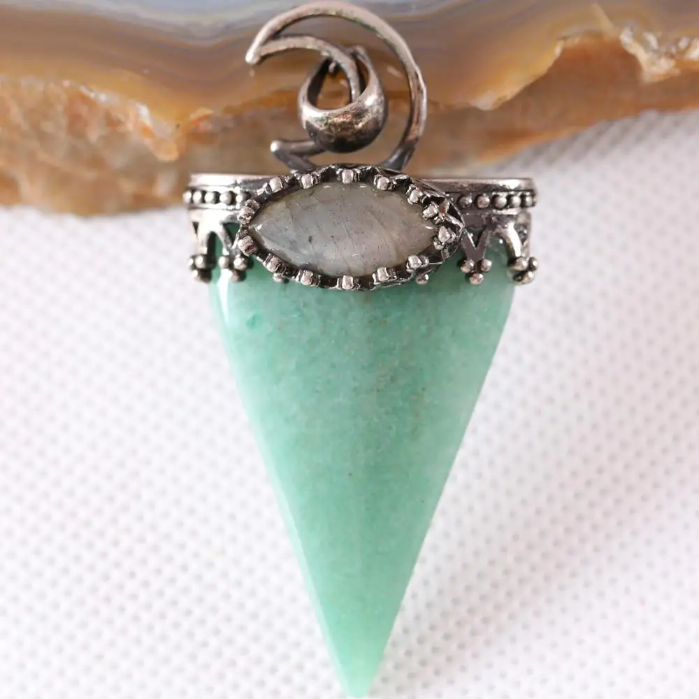 Очаровательное ожерелье с подвеской натуральный зеленый авантюрин Лабрадорит