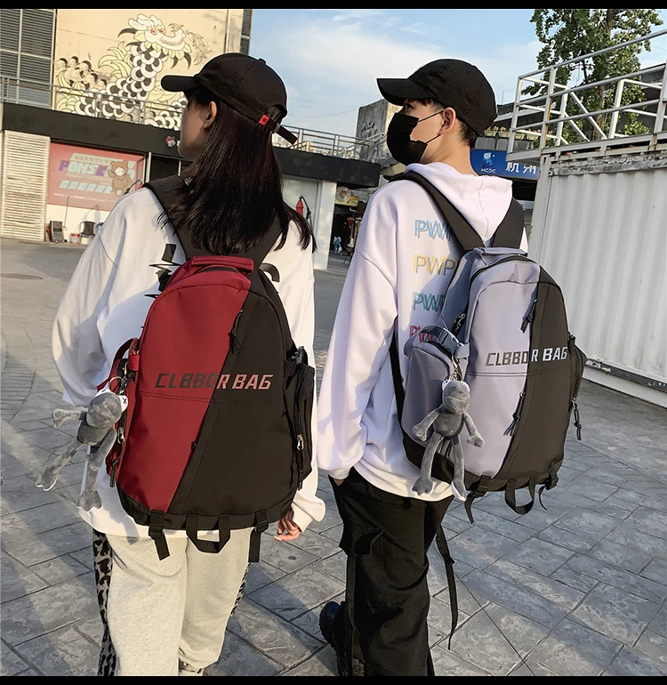 

PB4057 2021 NEW Two-color stitching large-capacity junior high school student backpack men and women couple schoolbag