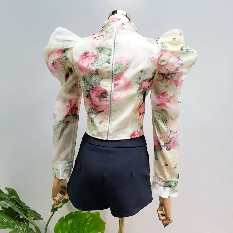 2021 сезон: весна-лето для женщин в винтажном стиле с Цветочный принт буффами на