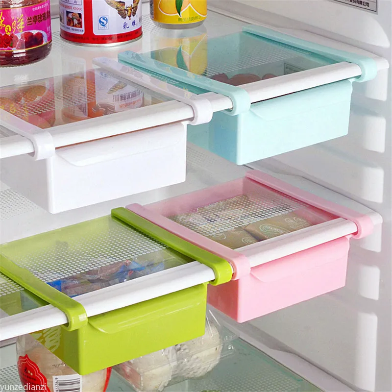 

Mini ABS DIY Slide Kitchen Fridge Freezer Space Saver Organization Storage Rack Bathroom Shelf Rack Organizer Holder Hot