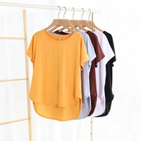 100 cotton loose casual summer short sleeve female t shirt women asymmetric o neck tee tops m30326