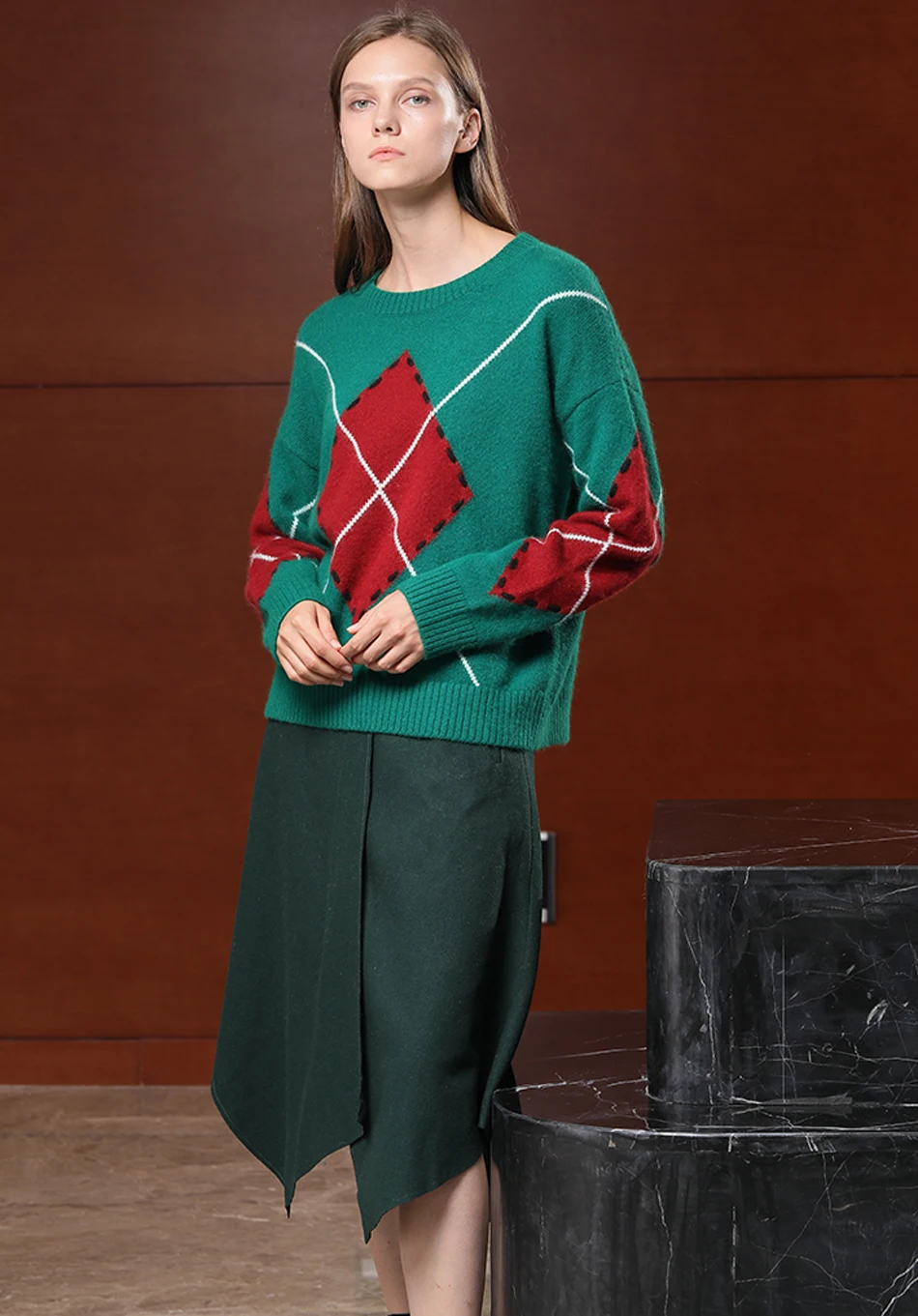 RONGFANGZI Inner Mongolian Cashmere Sweater Women Pullover Round Neck Dropped Shoulders Winter Thick 12 Gauge Knit in SlavaStore - Цвет: Picture