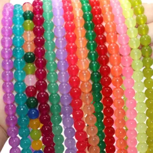 Natural Stone Round Colorful Jades Agates Loose Spacer Beads For Jewelry Making DIY Bracelet Earring in Pakistan