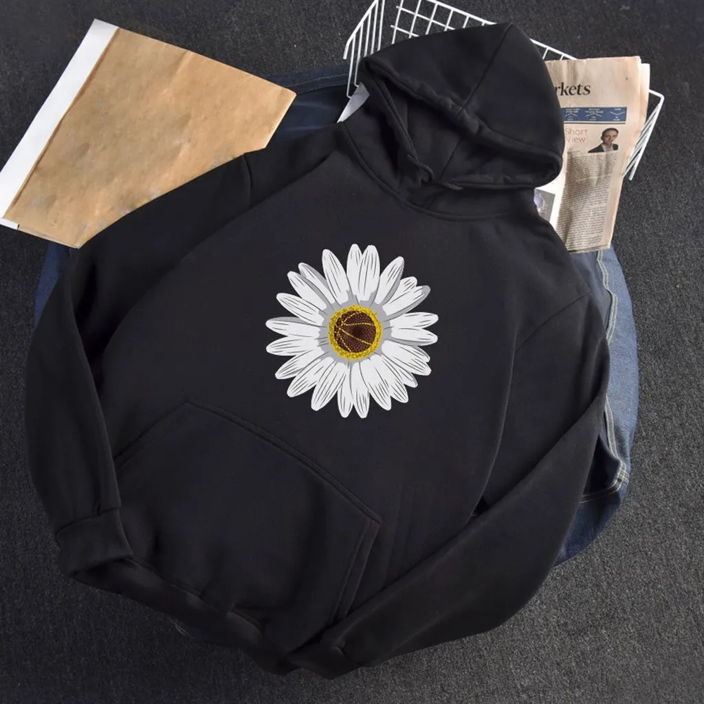 women sweetshirts Casual Loose Fleece Hooded Printed with Pocket Long Sleeve Sweatshirt sudaderas mujer 2020 hot