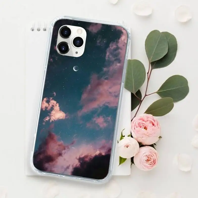 

Sweet pink sky art pattern Phone Case for iPhone 11 12 mini pro XS MAX 8 7 6 6S Plus X 5S SE 2020 XR Luxury brand shell funda