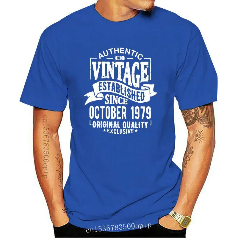 

Дизайнерская винтажная забавная Мужская футболка с октября 1979 года, подарок на 40-й день рождения, одежда с короткими рукавами, футболки, хло...