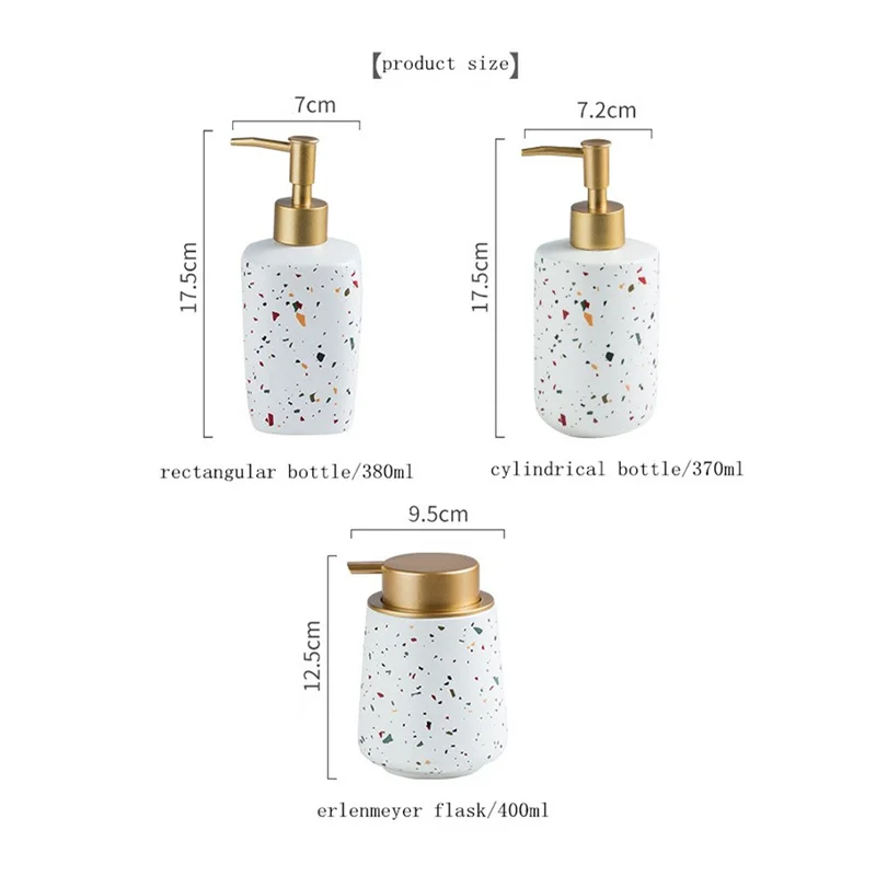 

High-End Terrazzo Style Liquid Soap Dispenser Ceramic Material Exquisite Shampoo Dispenser Hand Soap Bottle Bathroom Accessories